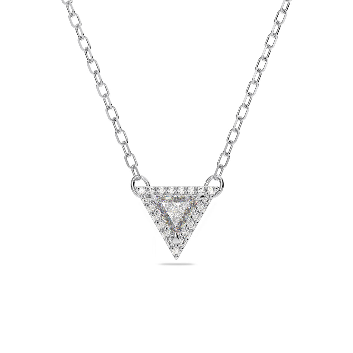 Swarovski Triangle Cut Crystal and Rhodium Ortyx Pendant Necklace
